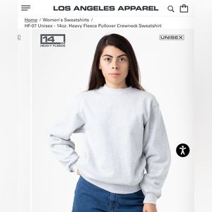 NEW Los Angeles apparel 14 oz American Made sweatshirt. Thick Grey. Small $68
